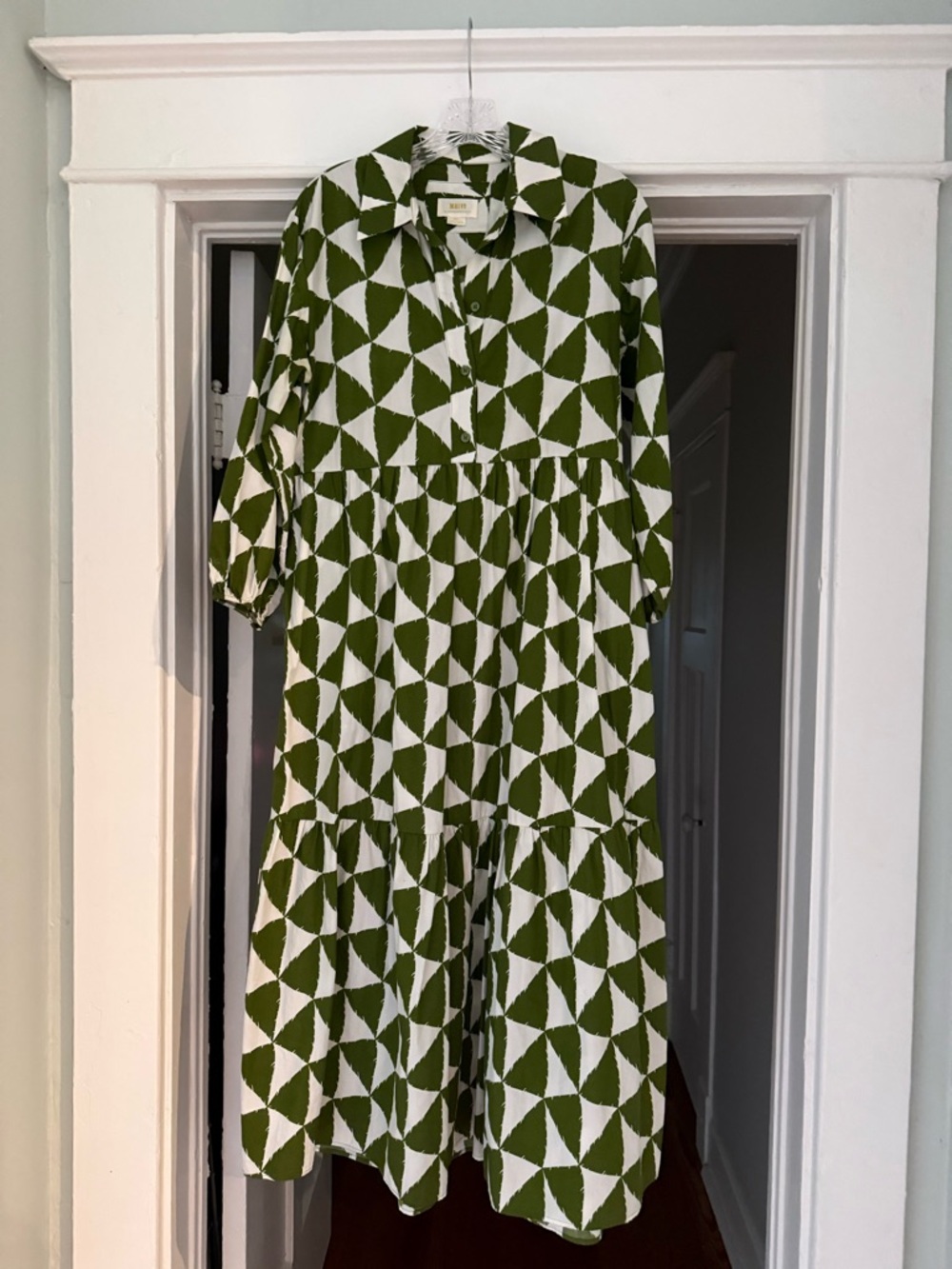 Maeve Green and White Geometric Midi Dress - Picture 5 of 6